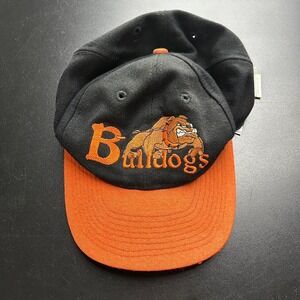 Vintage 90s Orange Black Bulldogs Embroidered Snapback Hat